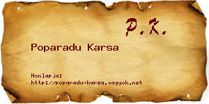 Poparadu Karsa névjegykártya